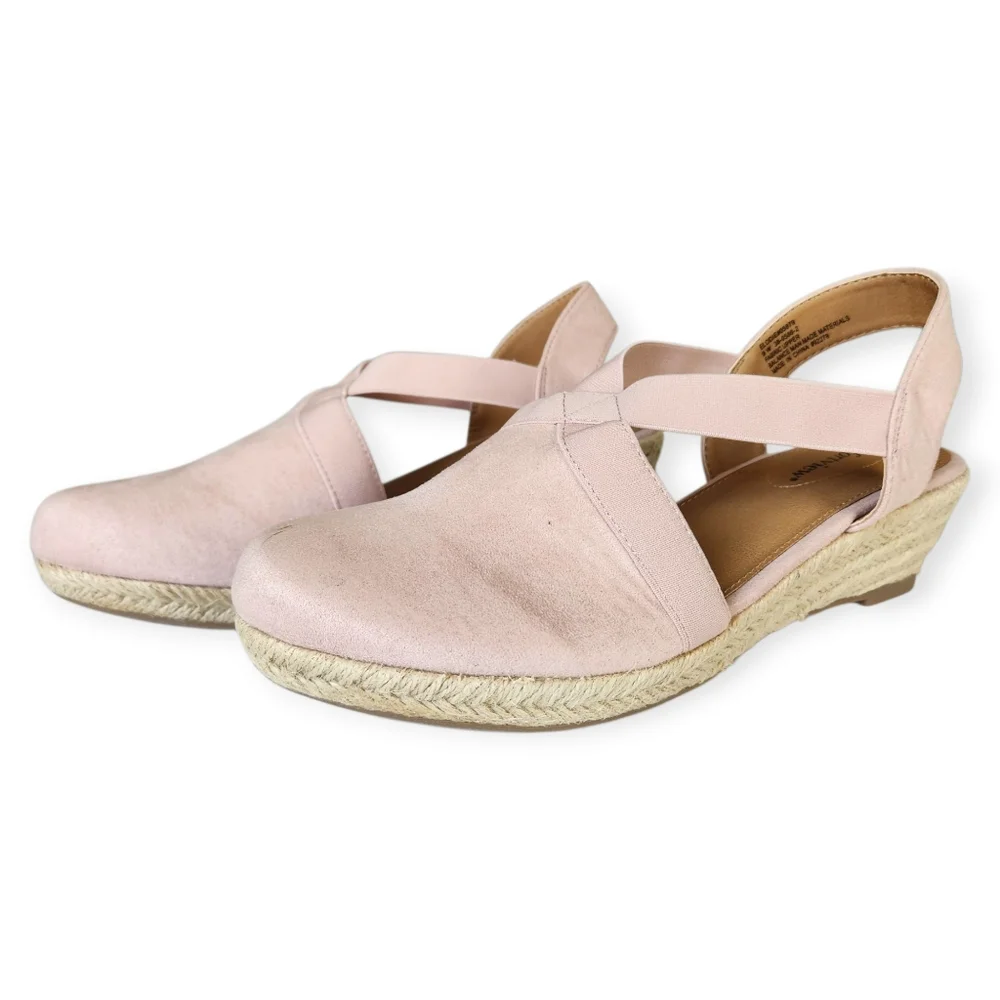 Comfortview Pastel Pink Wide Width The Elodie Espadrille Sandals Size 9W